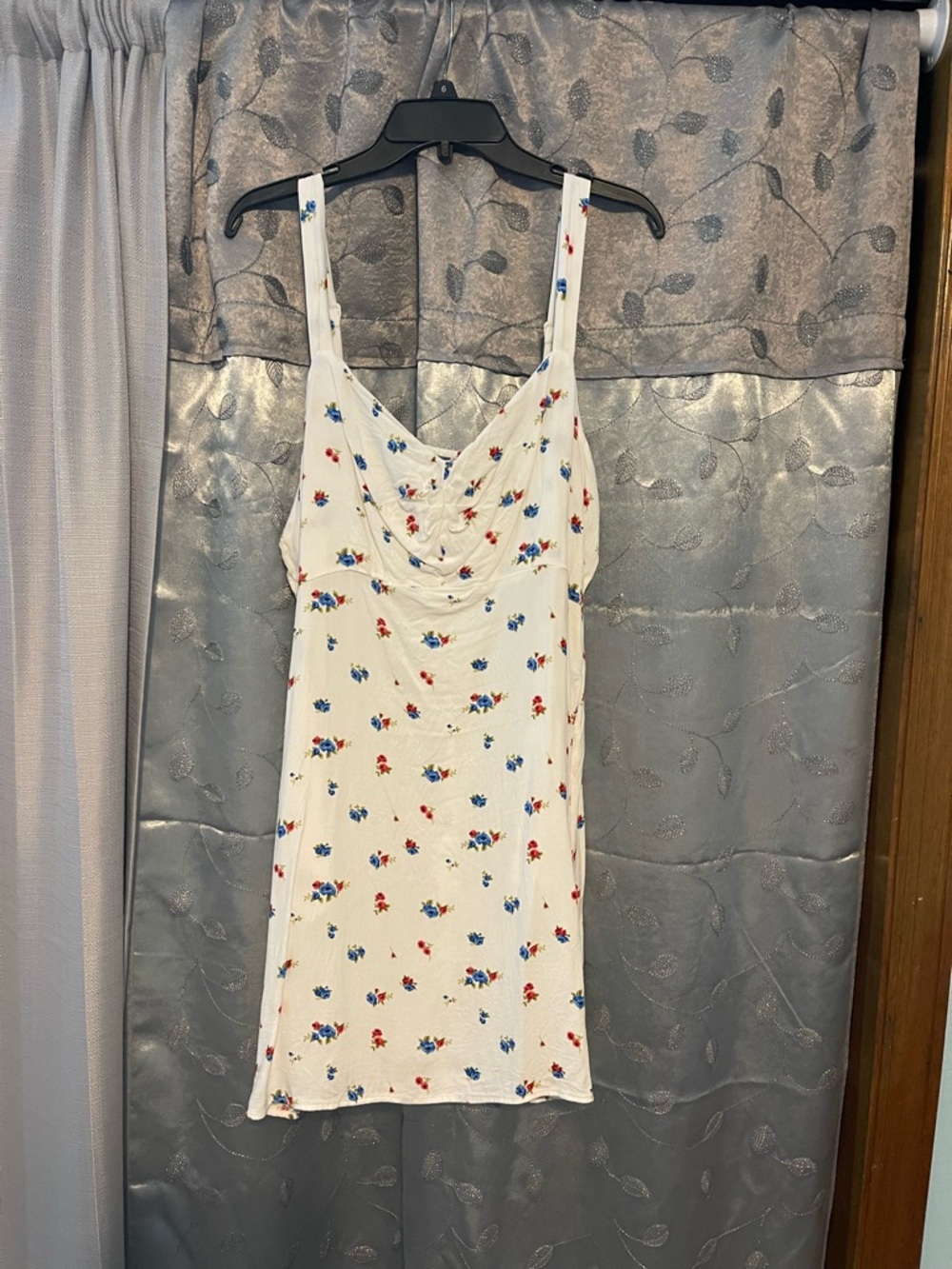 Old Navy White Floral Smocked Sundress with Red & Blue Blooms